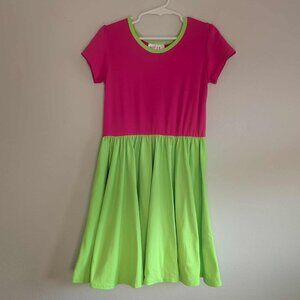*3/$25* DotDotSmile Girl's Pink & Green Colorblock Empire Dress - Size 7